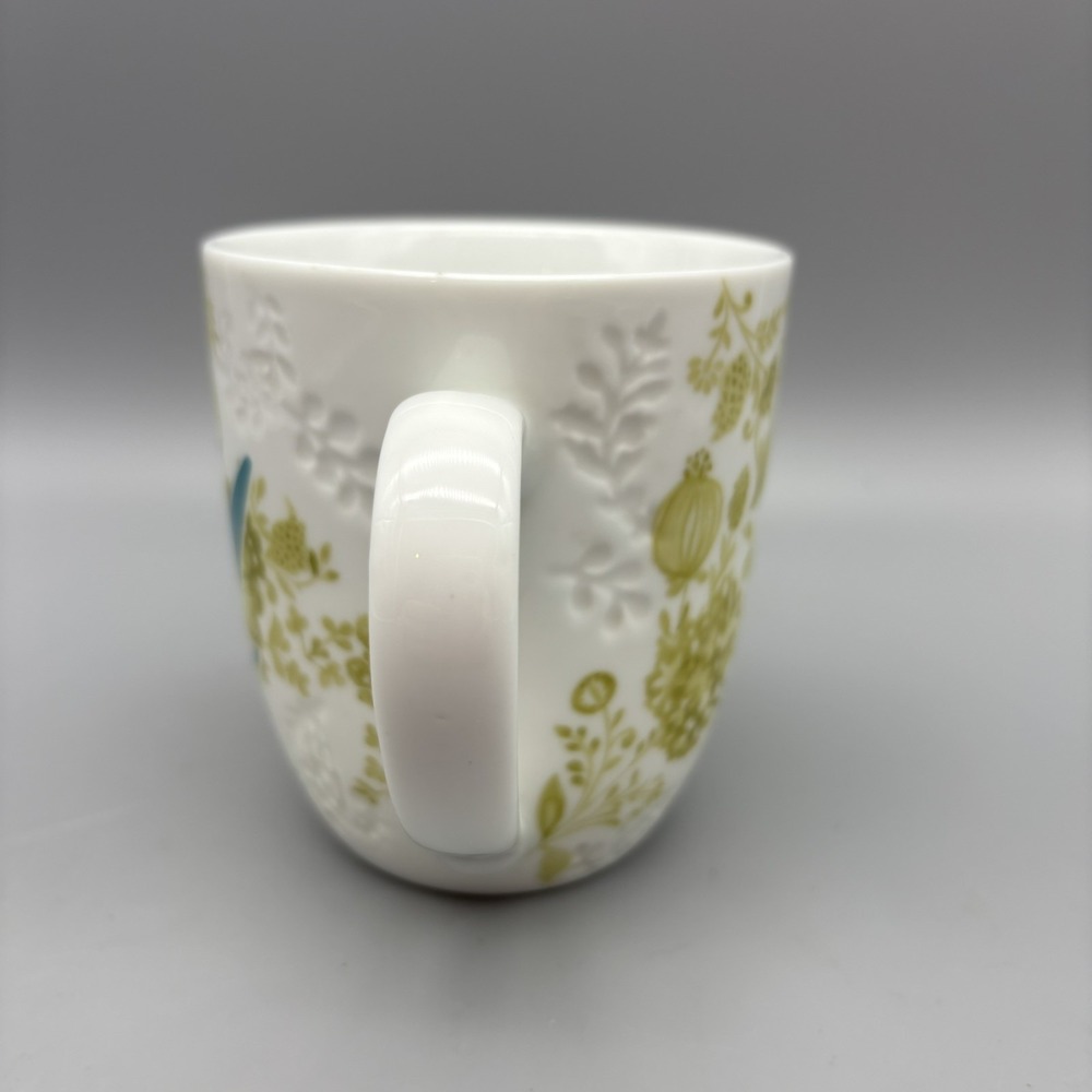 Pier 1 Imports Coffee Mug Ava Floral Initial M Cup Porcelain Blue Green Textured - Picture 2 of 8